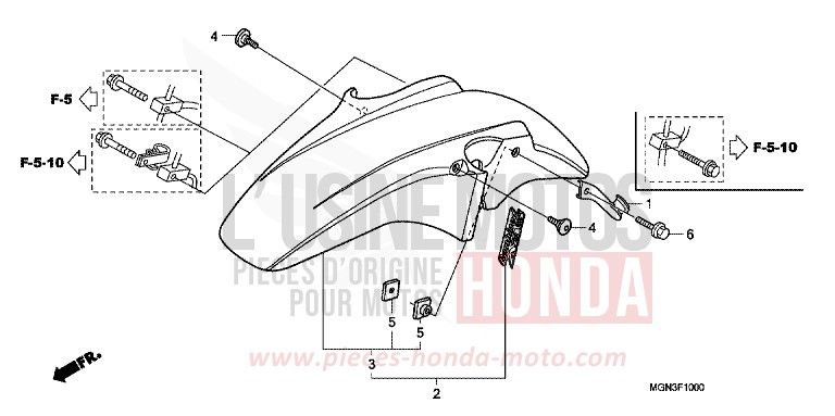 AILE AVANT de CBF600S ABS PEARL COOL WHITE (NHA16) de 2010